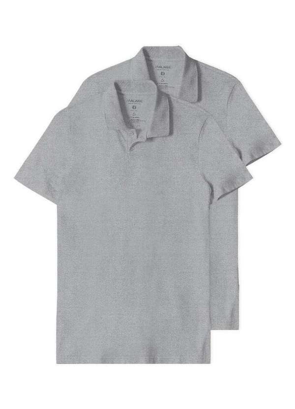 Malwee - Kit com 2 Camisetas Polo Masculina Malwee 1000004430 Cinza-Mescla