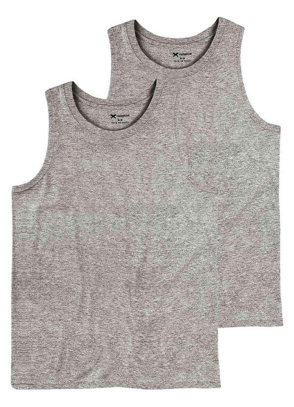 Hering - Kit com 2 Camisetas Regata Masculina Hering 0111 Cinza-Mescla