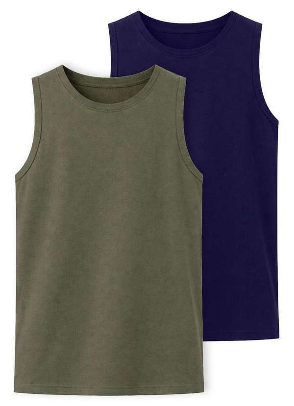 Hering - Kit com 2 Camisetas Regata Masculina Hering 0111 Verde-Marinho