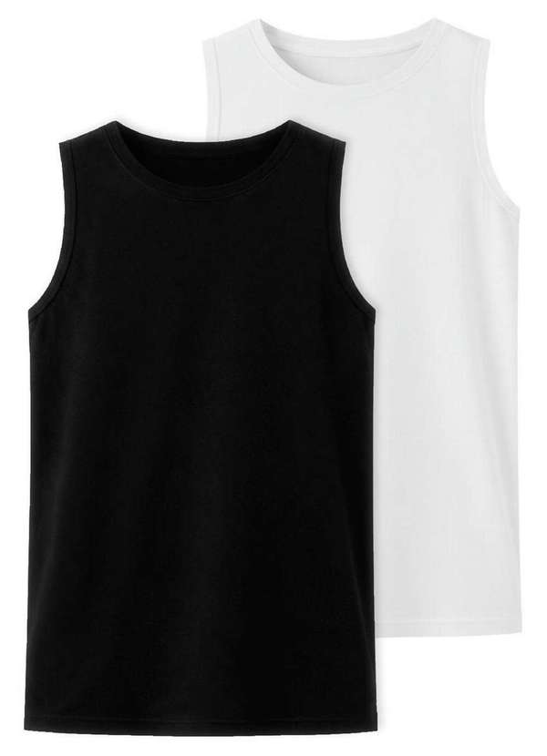 Hering - Kit com 2 Camisetas Regata Masculina Hering 0111 Preto-Branco