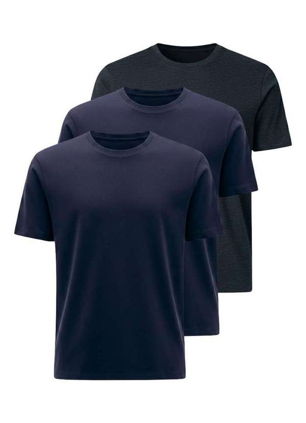 Hering - Kit com 3 Camisetas Masculina Hering 0227 Marinho-Chumbo