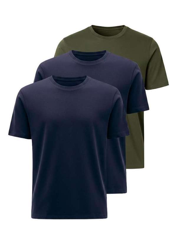 Hering - Kit com 3 Camisetas Masculina Hering 0227 Marinho-Verde