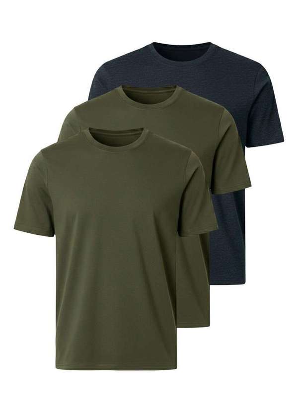 Hering - Kit com 3 Camisetas Masculina Hering 0227 Verde-Chumbo