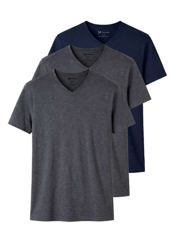 Hering - Kit com 3 Camisetas Masculina Hering 022b Mescla-Escuro-Marinho