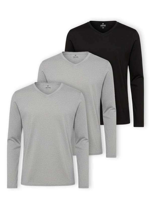 Hering - Kit com 3 Camisetas Masculina Hering 022d Mescla-Marinho