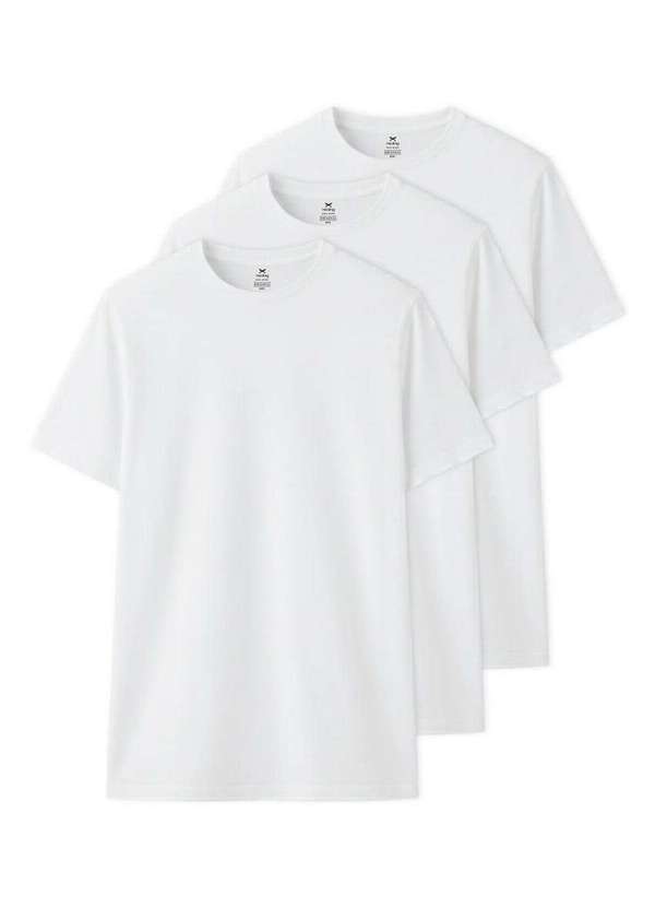 Hering - Kit com 3 Camisetas Masculina Hering 0201 Branco