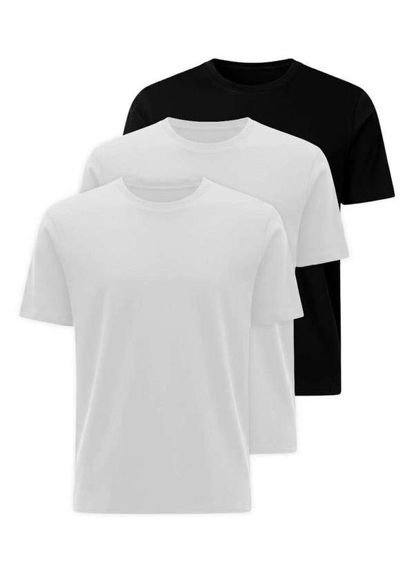 Hering - Kit com 3 Camisetas Masculina Hering 0227 Branco-Preto