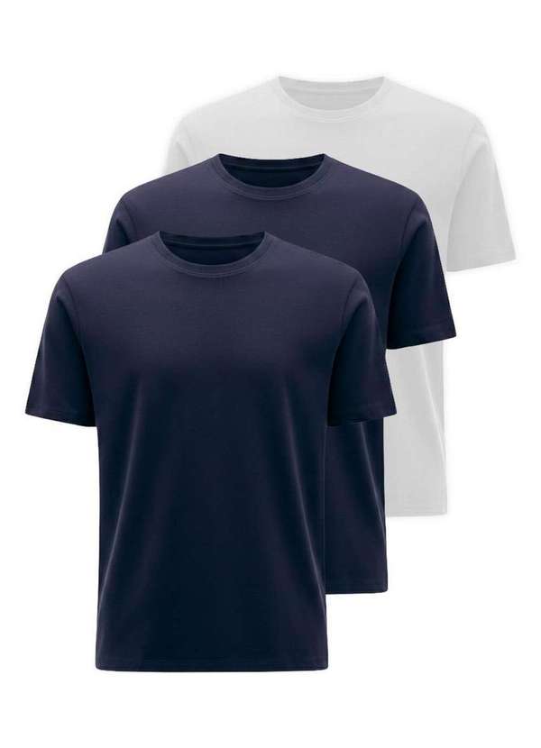 Hering - Kit com 3 Camisetas Masculina Hering 0227 Marinho-Branco