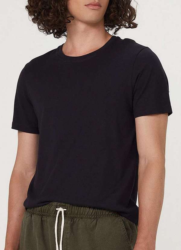 Hering - Kit com 3 Camisetas Masculina Hering 4fv2 1b-Branco-Preto-Mescla-Claro 3