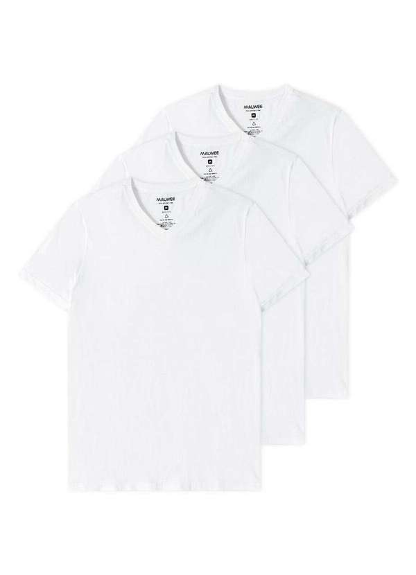 Malwee - Kit com 3 Camisetas Masculina Malwee 1000004422 Branco