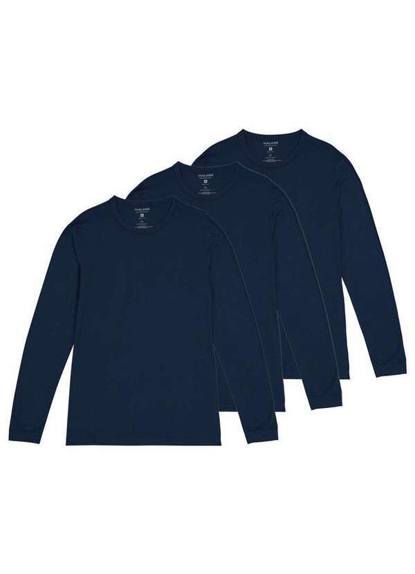 Malwee - Kit com 3 Camisetas Masculina Malwee 1000006658 Azul-Marinho