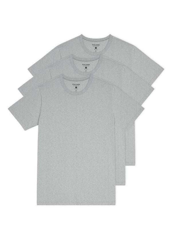 Malwee - Kit com 3 Camisetas Masculina Malwee 1000015037 Cinza-Mescla
