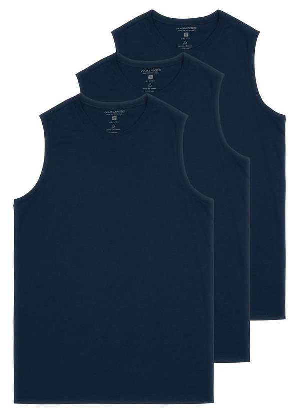 Malwee - Kit com 3 Camisetas Masculina Regata Malwee 1000004421 Marinho