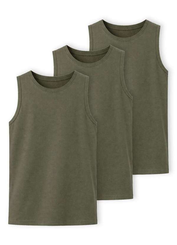 Hering - Kit com 3 Camisetas Regata Masculina Hering 0111 Verde