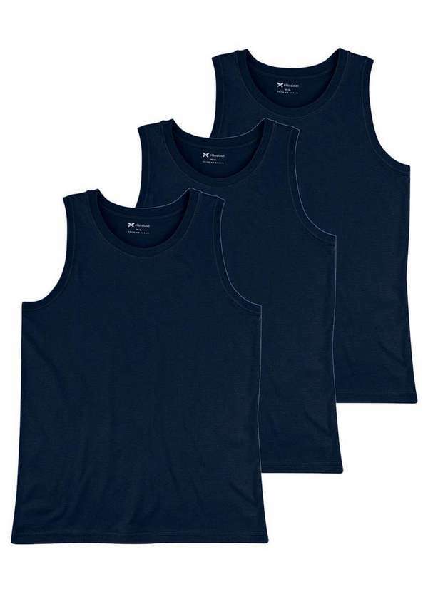 Hering - Kit com 3 Camisetas Regata Masculina Hering 0111 Marinho