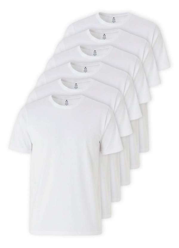 Hering - Kit com 6 Camisetas Masculina Hering 4fv2 Branco