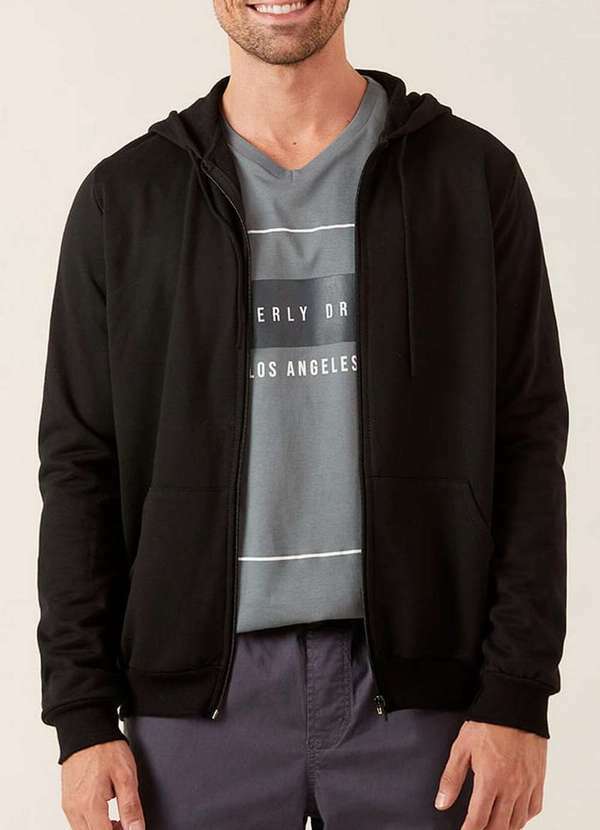 Malwee - Jaqueta Masculina Moletom Malwee 1000006668 00004-Preto
