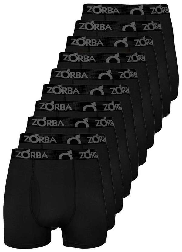 Zorba - Kit com 10 Cuecas Boxer com Abertura Zorba 848 Preto