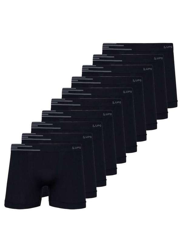 Lupo - Kit com 10 Cuecas Boxer Lupo 436-002 Preto