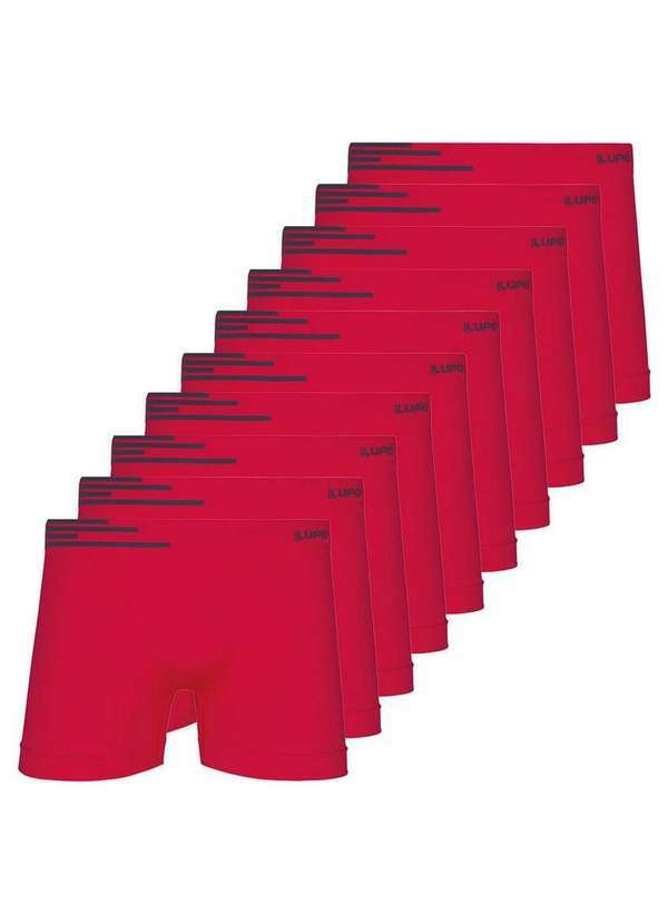 Lupo - Kit com 10 Cuecas Boxer Lupo 436-002 Vermelho