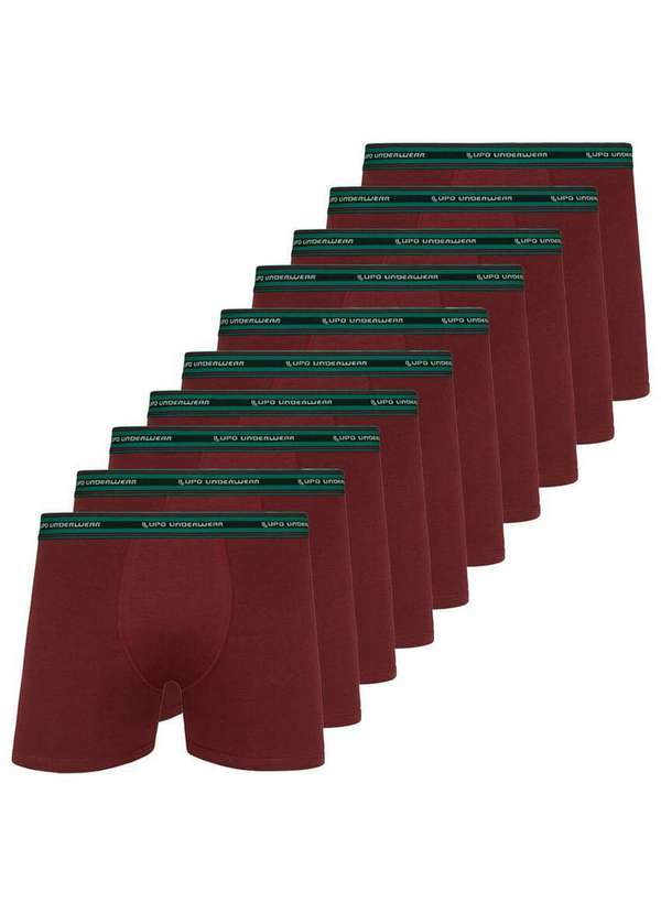 Lupo - Kit com 10 Cuecas Boxer Lupo 523-003 Marsala