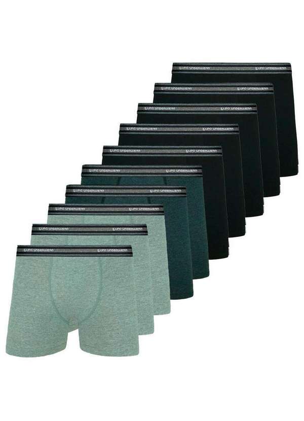 Lupo - Kit com 10 Cuecas Boxer Lupo 523-088 Mescla-Chumbo-Preto