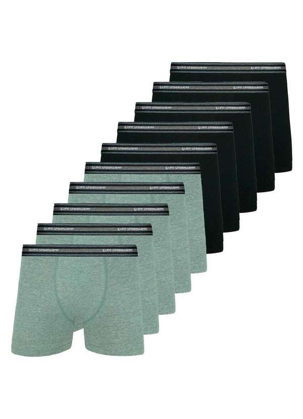 Lupo - Kit com 10 Cuecas Boxer Lupo 523-088 Mescla-Preto