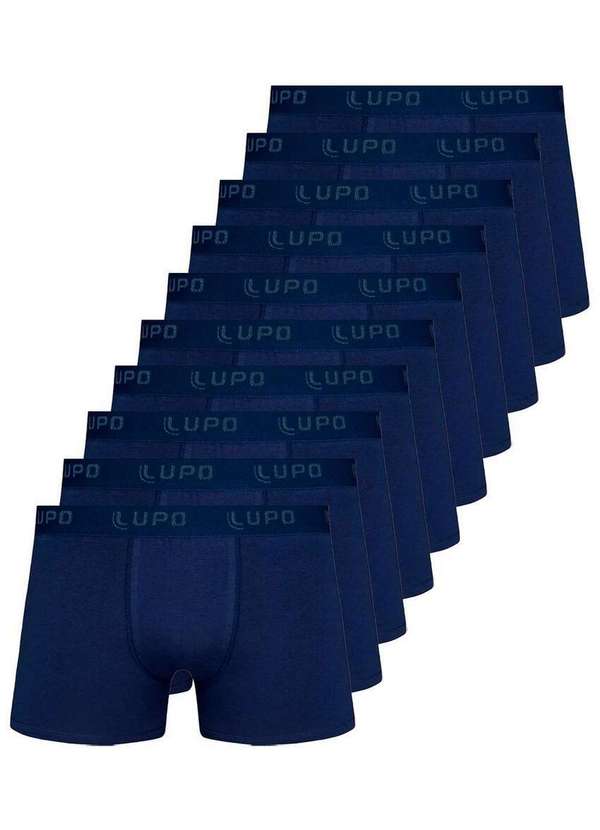 Lupo - Kit com 10 Cuecas Boxer Lupo 615-002 Marinho