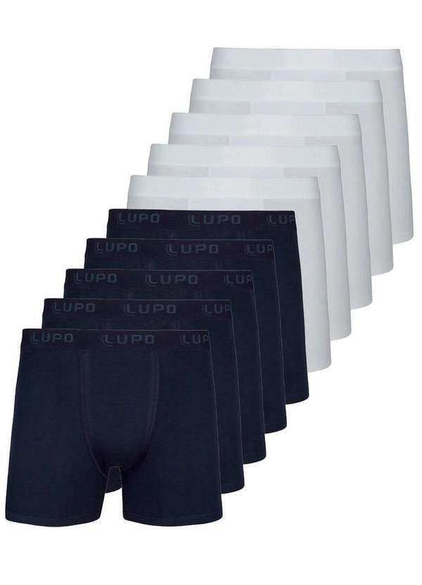 Lupo - Kit com 10 Cuecas Boxer Lupo 615-002 Preto-Branco