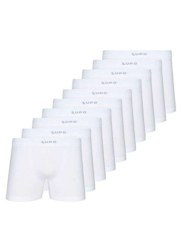 Lupo - Kit com 10 Cuecas Boxer Lupo 661-001 Branco