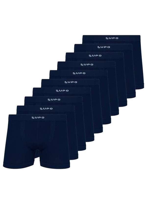 Lupo - Kit com 10 Cuecas Boxer Lupo 661-001 Marinho