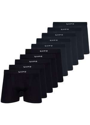 Lupo - Kit com 10 Cuecas Boxer Lupo 661-001 Preto-Grafite 0