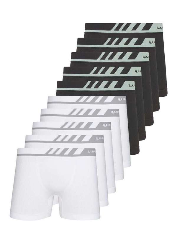 Lupo - Kit com 10 Cuecas Boxer Lupo 671-002 Branco-Grafite