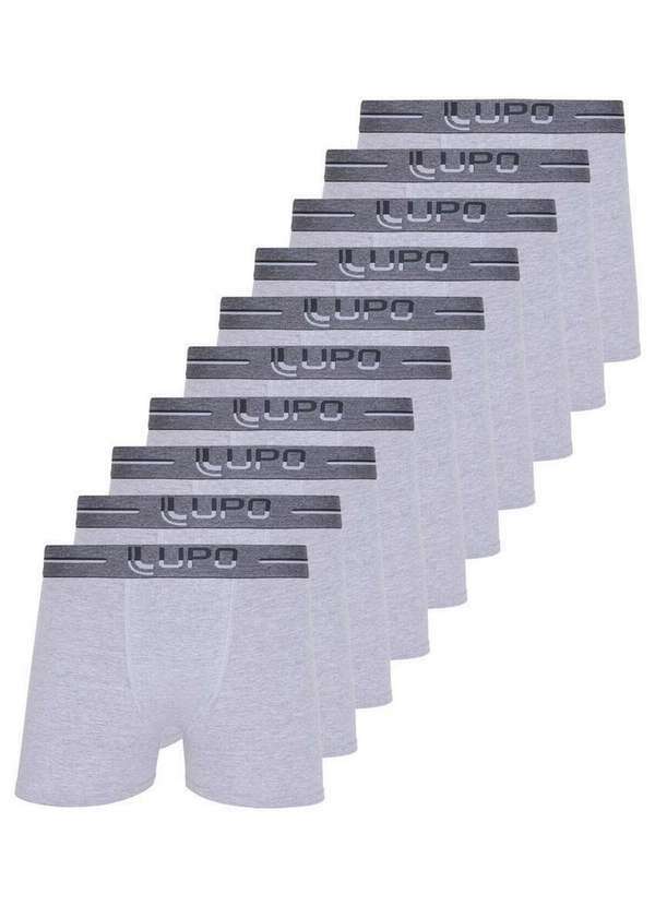 Lupo - Kit com 10 Cuecas Boxer Lupo 784-016 Cinza