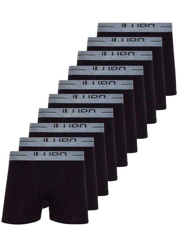 Lupo - Kit com 10 Cuecas Boxer Lupo 784-016 Preto