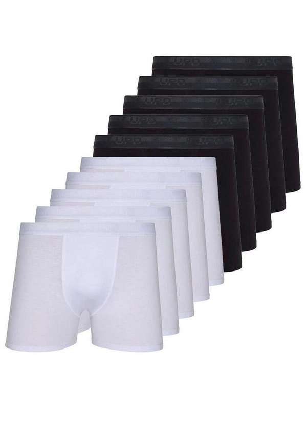 Lupo - Kit com 10 Cuecas Boxer Lupo 784-017 Branco-Preto