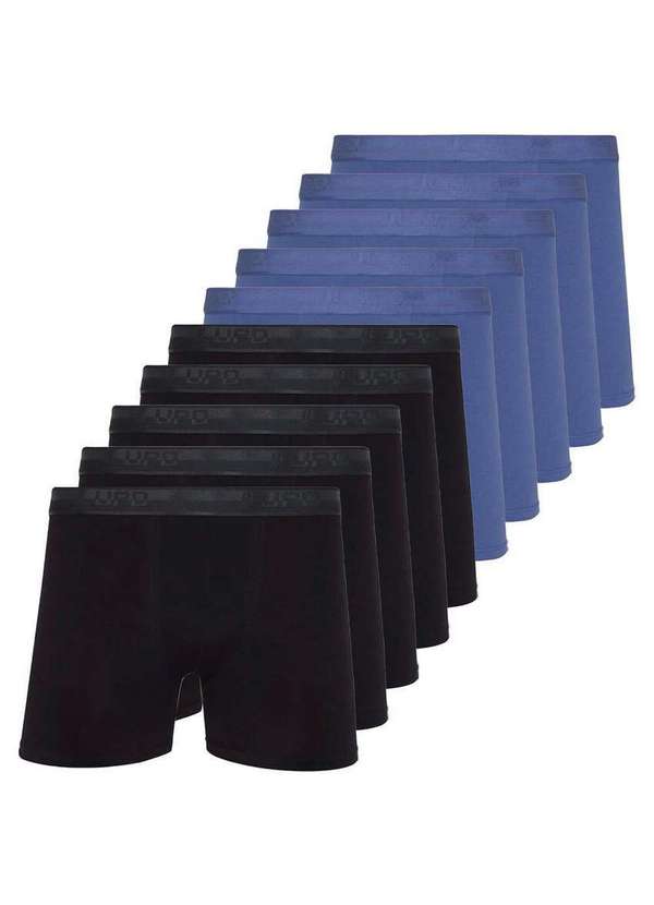 Lupo - Kit com 10 Cuecas Boxer Lupo 784-017 Preto-Azul