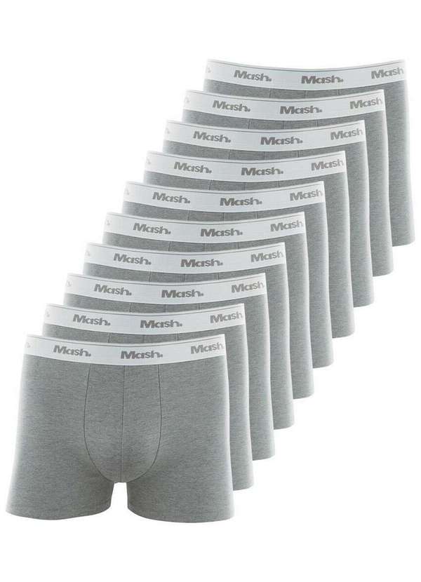 Mash - Kit com 10 Cuecas Boxer Mash 170.26 Cinza-