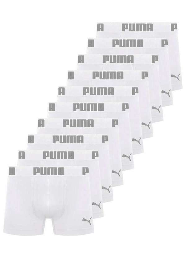Puma - Kit com 10 Cuecas Boxer Puma 14100-001 Branco