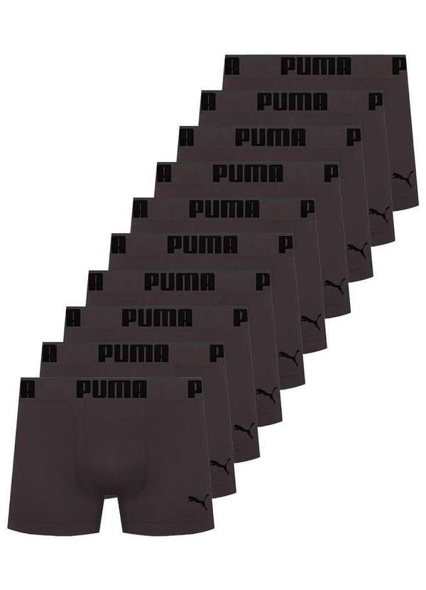 Puma - Kit com 10 Cuecas Boxer Puma 14100-001 Chumbo
