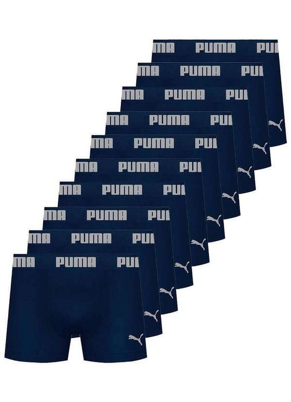Puma - Kit com 10 Cuecas Boxer Puma 14100-001 Marinho
