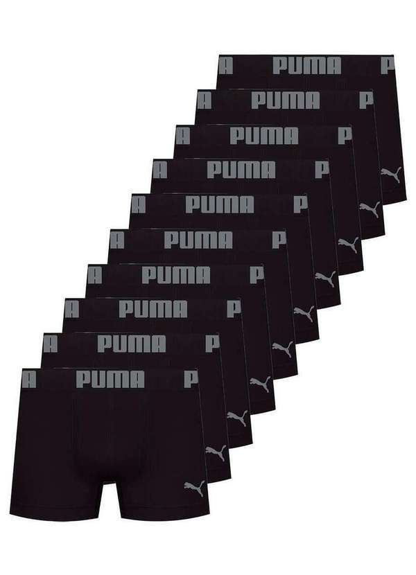 Puma - Kit com 10 Cuecas Boxer Puma 14100-001 Preto
