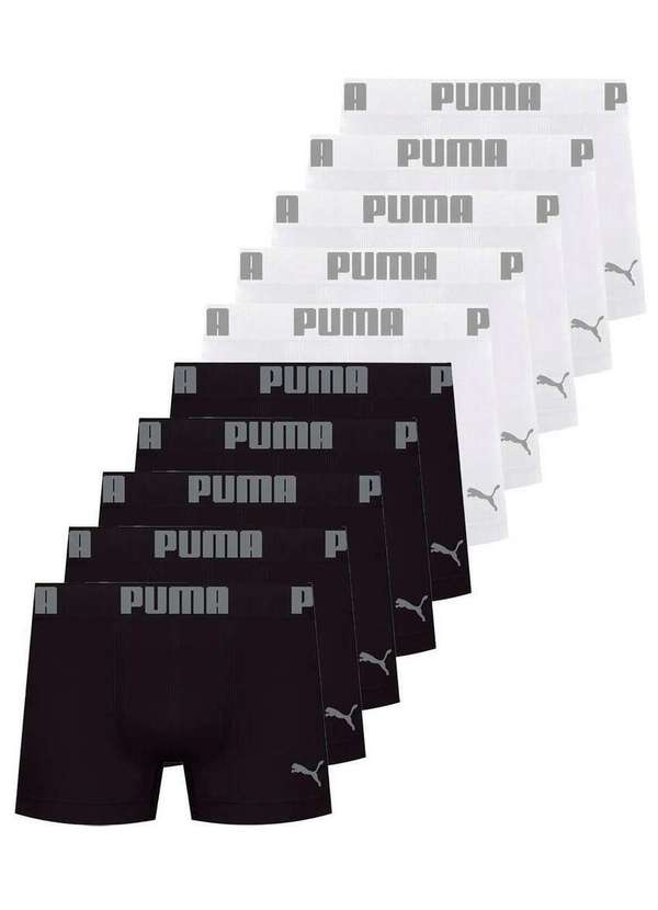 Puma - Kit com 10 Cuecas Boxer Puma 14100-001 Preto-Branco