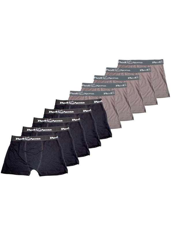 Red Nose - Kit com 10 Cuecas Boxer Red Nose 320 Preto-Cinza