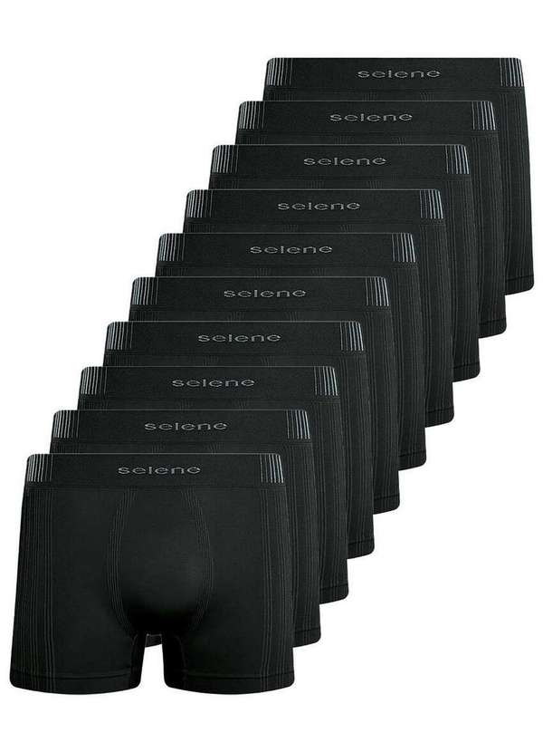Selene - Kit com 10 Cuecas Boxer Selene 11070-002/003/440 Preto