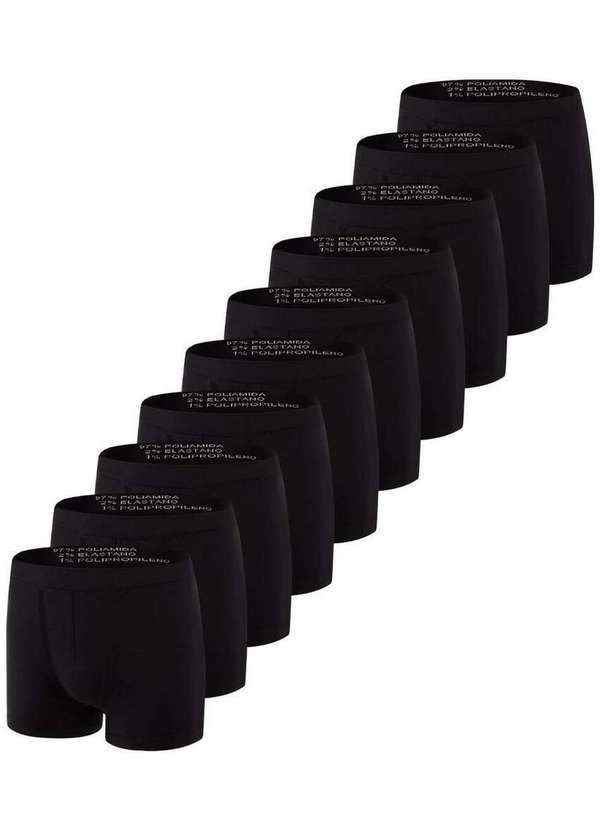 Trifil - Kit com 10 Cuecas Boxer Trifil 4620 Preto