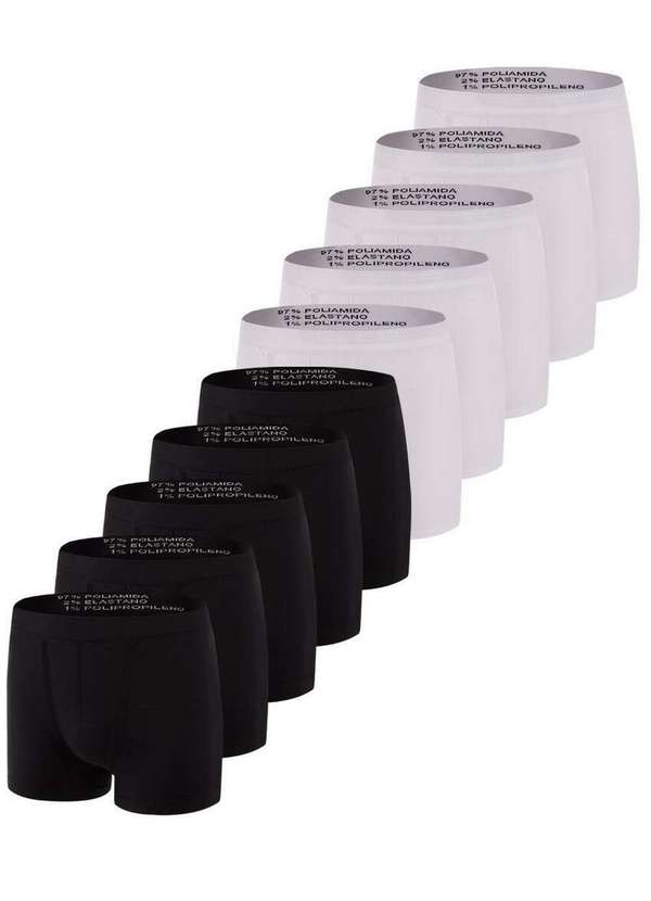Trifil - Kit com 10 Cuecas Boxer Trifil 4620 Preto-Branco