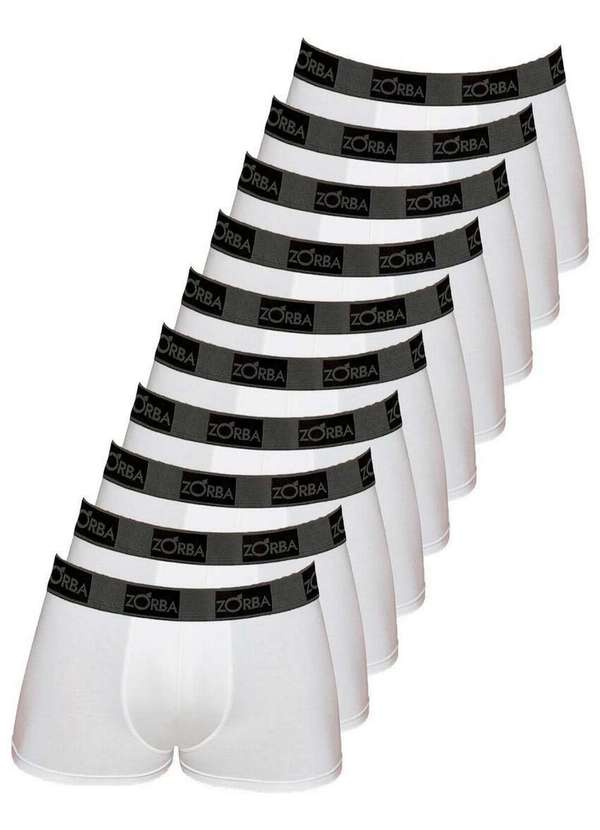 Zorba - Kit com 10 Cuecas Boxer Zorba 717 Branco