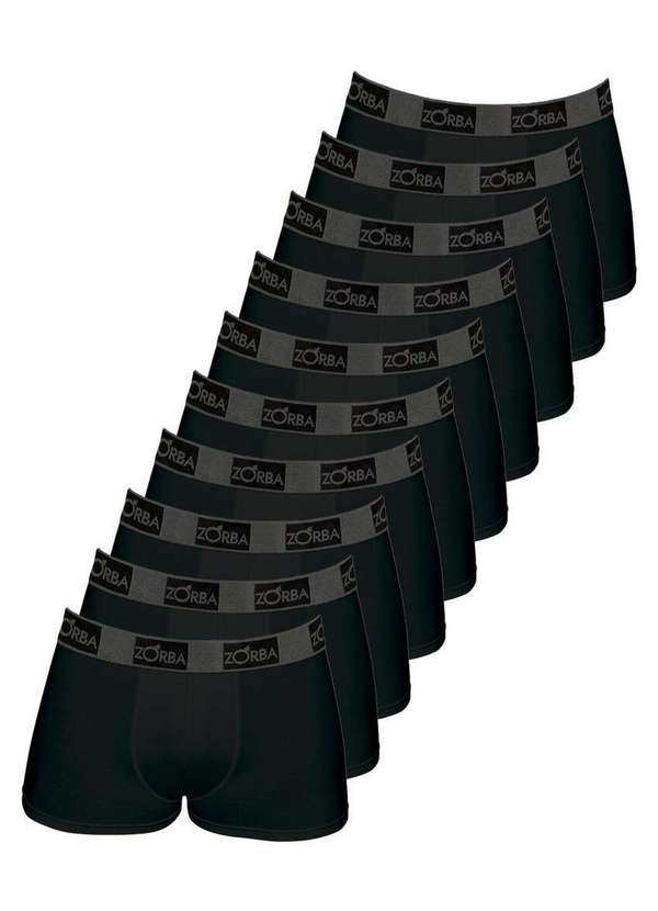 Zorba - Kit com 10 Cuecas Boxer Zorba 717 Preto