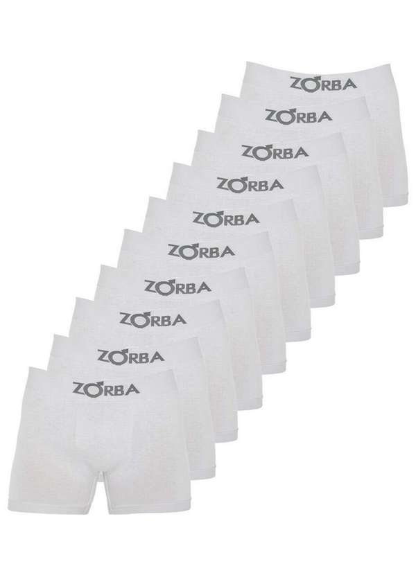 Zorba - Kit com 10 Cuecas Boxer Zorba 781 Branco